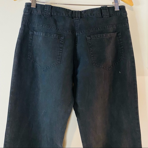 Vintage JIGSAW Black Linen Wide Leg Pants Size 6 - Picture 4 of 6